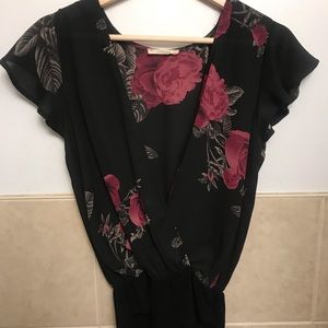 Surplice floral bodysuit